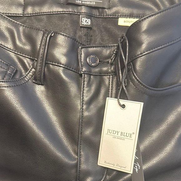 Judy Blue High Waist Tummy Control Faux Leather Bootcut Pants - Picture 3 of 5